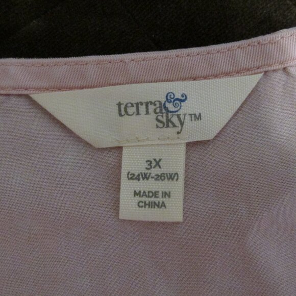 TERRA & SKY WOMEN'S SIZE 3 XL (24 W / 26 W) V - NECK TOP PINK BABYDOLL SS NWT - Picture 6 of 9